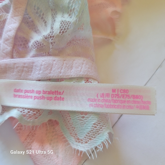 Victorias Secret Pink Date Push Up Rainbow Pastel Lacy Racerback Bralette Size M - Picture 5 of 15